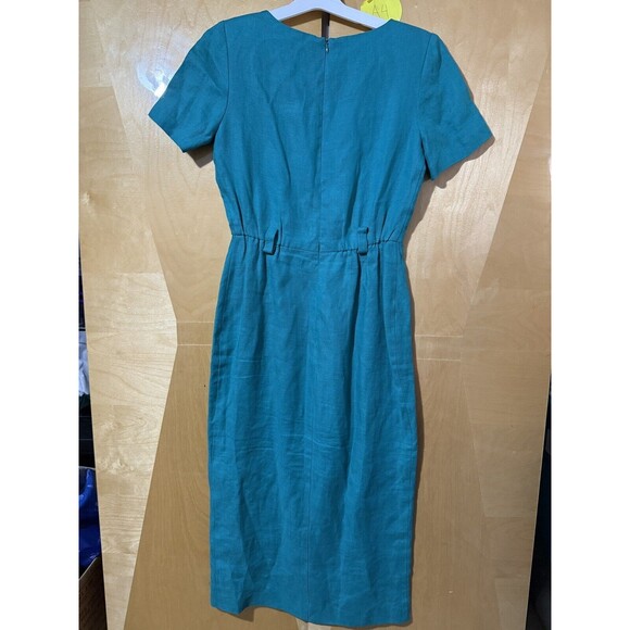 Vintage Bonnie Marx Womens Dress 8 Green Blue 80s Short Sleeve - Picture 2 of 8